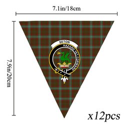 ScotsTee Shop Scottish Seton Hunting Crest Tartan Triangle Flags Tartan Bunting, Pennants (12pcs)