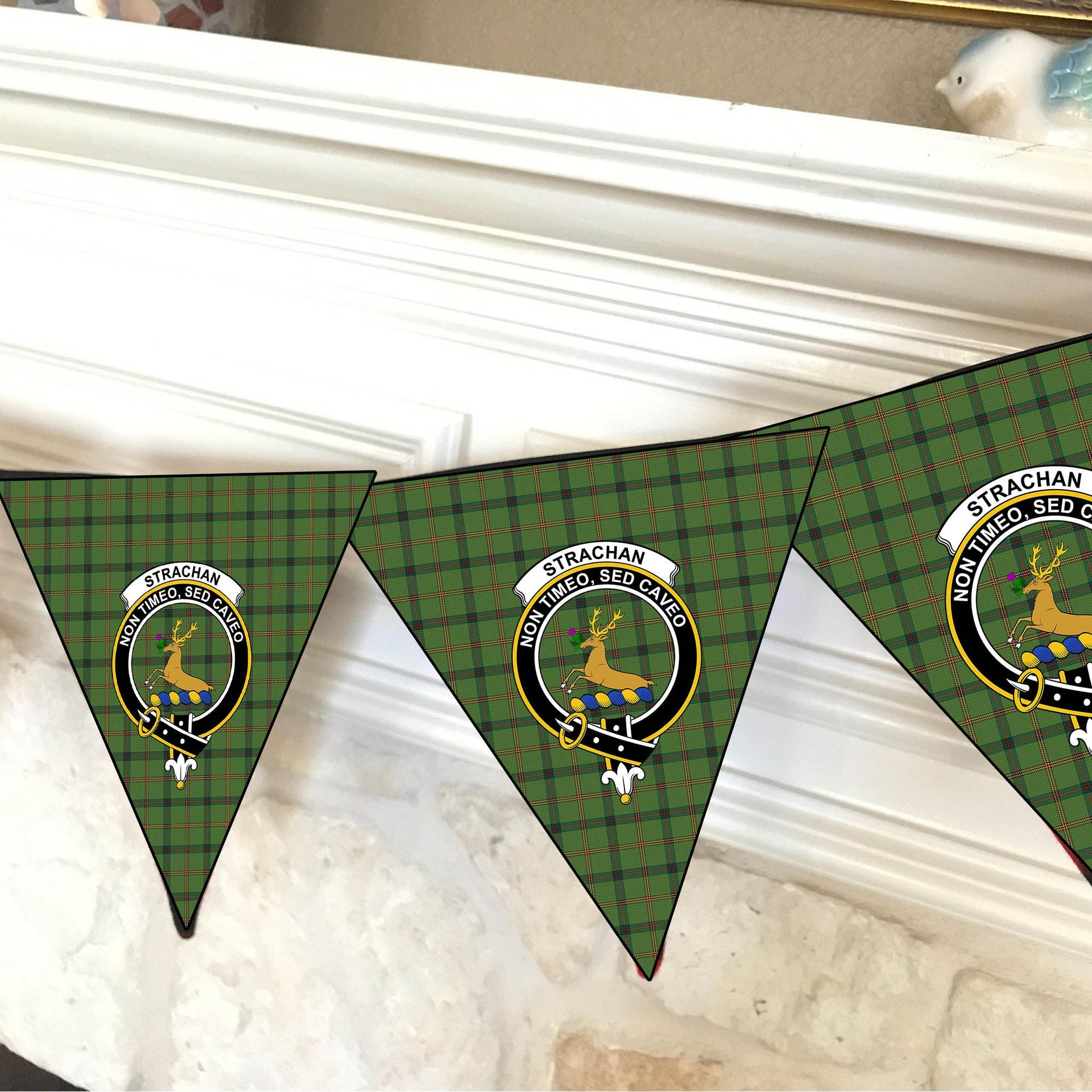 ScotsTee Shop Scottish Strachan Hunting Crest Tartan Triangle Flags Tartan Bunting, Pennants (12pcs)