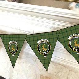 ScotsTee Shop Scottish Strachan Hunting Crest Tartan Triangle Flags Tartan Bunting, Pennants (12pcs)