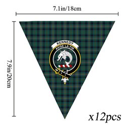 ScotsTee Shop Scottish Kennedy Modern Clan Crest Tartan Triangle Flags Tartan Bunting, Pennants (12pcs)