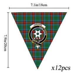 ScotsTee Shop Scottish Jardine Dress Ancient Crest Tartan Triangle Flags Tartan Bunting, Pennants (12pcs)