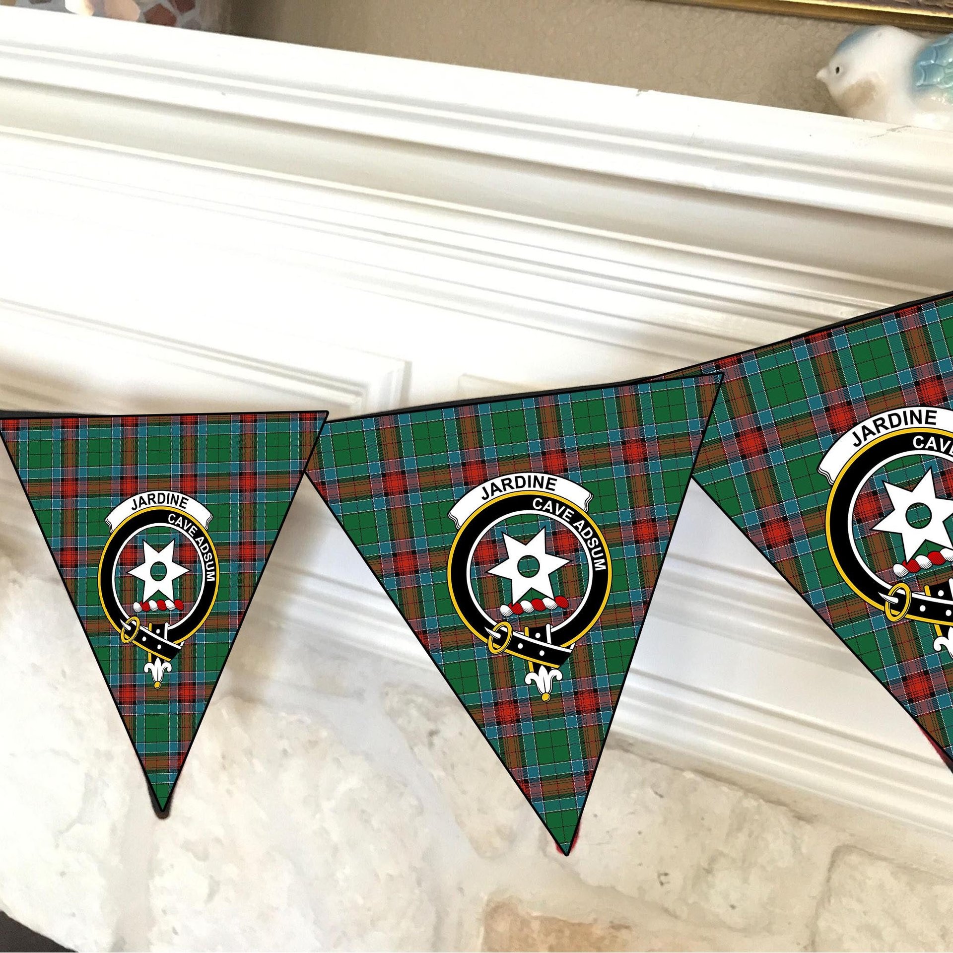 ScotsTee Shop Scottish Jardine Dress Ancient Crest Tartan Triangle Flags Tartan Bunting, Pennants (12pcs)