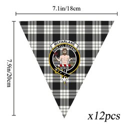 ScotsTee Shop Scottish McFarlane Black White Crest Tartan Triangle Flags Tartan Bunting, Pennants (12pcs)