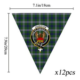 ScotsTee Shop Scottish Johnston Dress Dalgleish Crest Tartan Triangle Flags Tartan Bunting, Pennants (12pcs)