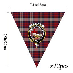 ScotsTee Shop Scottish McDonald Dress Irish Crest Tartan Triangle Flags Tartan Bunting, Pennants (12pcs)