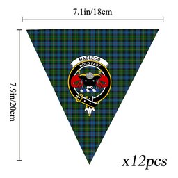 ScotsTee Shop Scottish MacLeod of Skye Crest Tartan Triangle Flags Tartan Bunting, Pennants (12pcs)