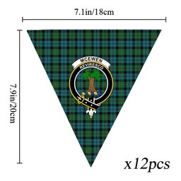 ScotsTee Shop Scottish McEwen Ancient Crest Tartan Triangle Flags Tartan Bunting, Pennants (12pcs)