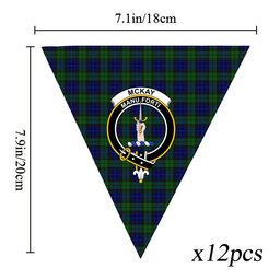 ScotsTee Shop Scottish McKay Modern Crest Tartan Triangle Flags Tartan Bunting, Pennants (12pcs)