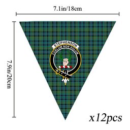 ScotsTee Shop Scottish Stephenson Hunting Ancient Crest Tartan Triangle Flags Tartan Bunting, Pennants (12pcs)