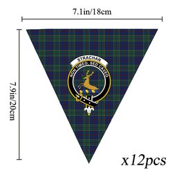 ScotsTee Shop Scottish Strachan Modern Crest Tartan Triangle Flags Tartan Bunting, Pennants (12pcs)