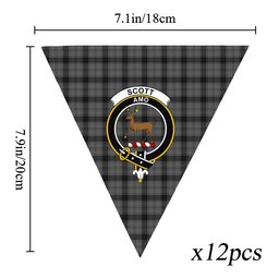ScotsTee Shop Scottish Scott Black and White Crest Tartan Triangle Flags Tartan Bunting, Pennants (12pcs)
