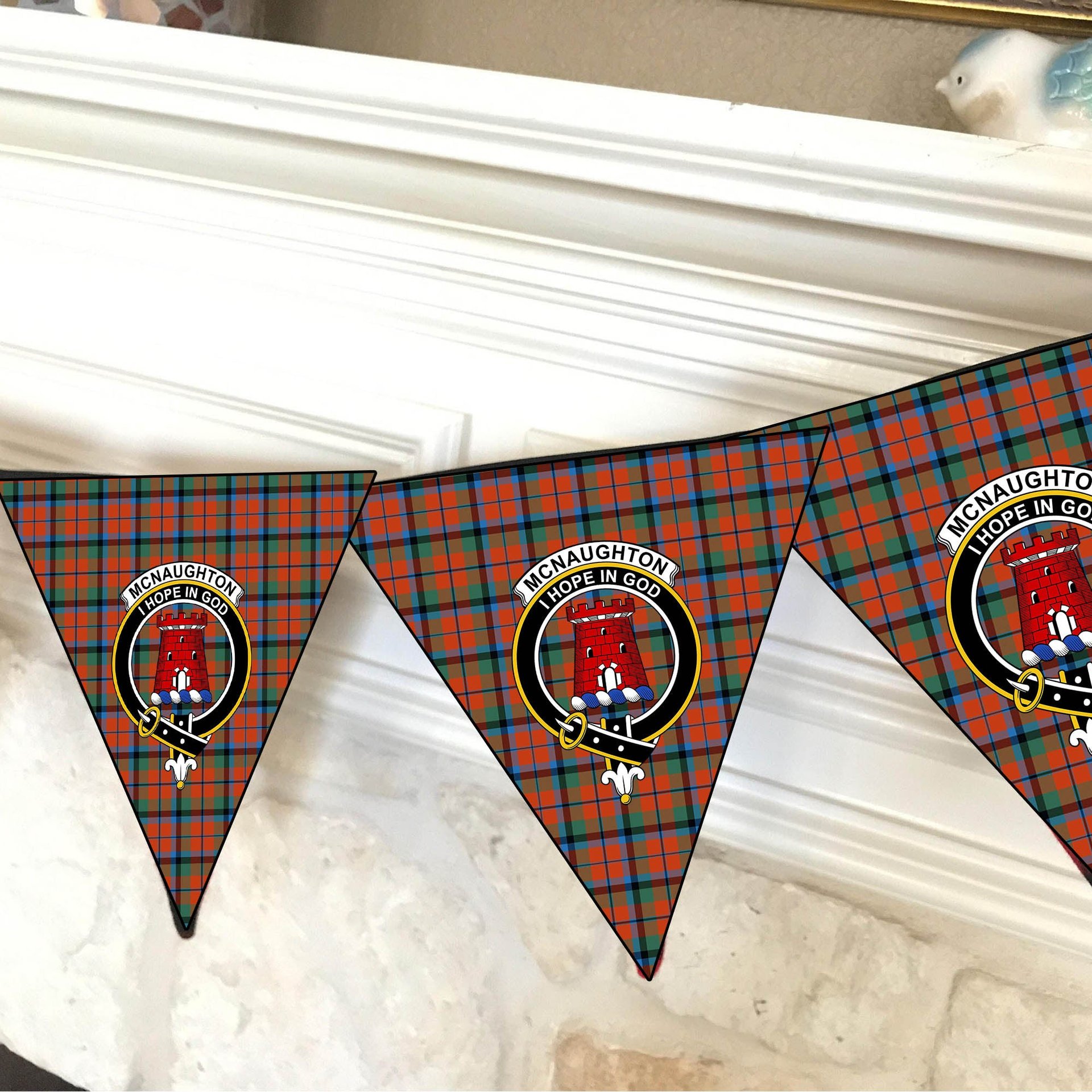 ScotsTee Shop Scottish McNaughton Ancient Crest Tartan Triangle Flags Tartan Bunting, Pennants (12pcs)
