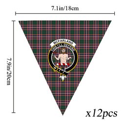 ScotsTee Shop Scottish McFarland Hunting Modern Crest Tartan Triangle Flags Tartan Bunting, Pennants (12pcs)