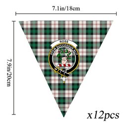 ScotsTee Shop Scottish Ross Arisaid Modern Crest Tartan Triangle Flags Tartan Bunting, Pennants (12pcs)