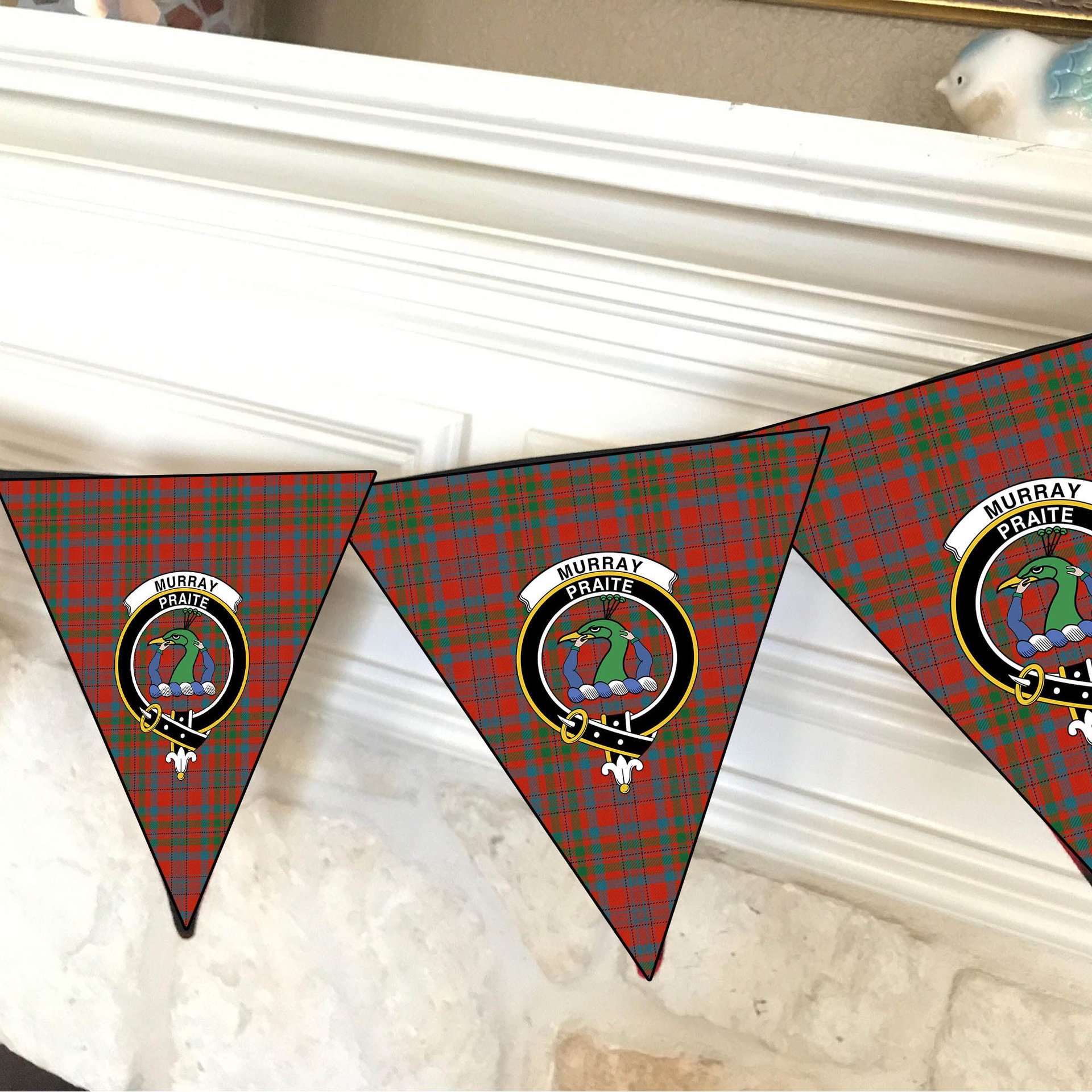 ScotsTee Shop Scottish Murray of Tullibardine Ancient Crest Tartan Triangle Flags Tartan Bunting, Pennants (12pcs)