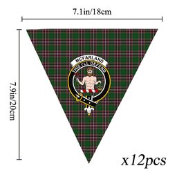 ScotsTee Shop Scottish McFarland Hunting Crest Tartan Triangle Flags Tartan Bunting, Pennants (12pcs)