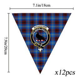 ScotsTee Shop Scottish Rutherford Modern Crest Tartan Triangle Flags Tartan Bunting, Pennants (12pcs)