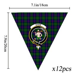 ScotsTee Shop Scottish Shaw Modern Crest Tartan Triangle Flags Tartan Bunting, Pennants (12pcs)