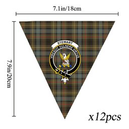 ScotsTee Shop Scottish Stewart Hunting Weathered Crest Tartan Triangle Flags Tartan Bunting, Pennants (12pcs)