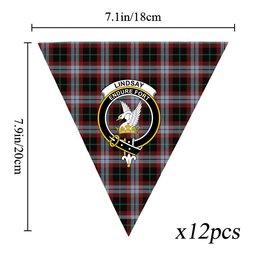 ScotsTee Shop Scottish Lindsay Hunting Ancient Crest Tartan Triangle Flags Tartan Bunting, Pennants (12pcs)