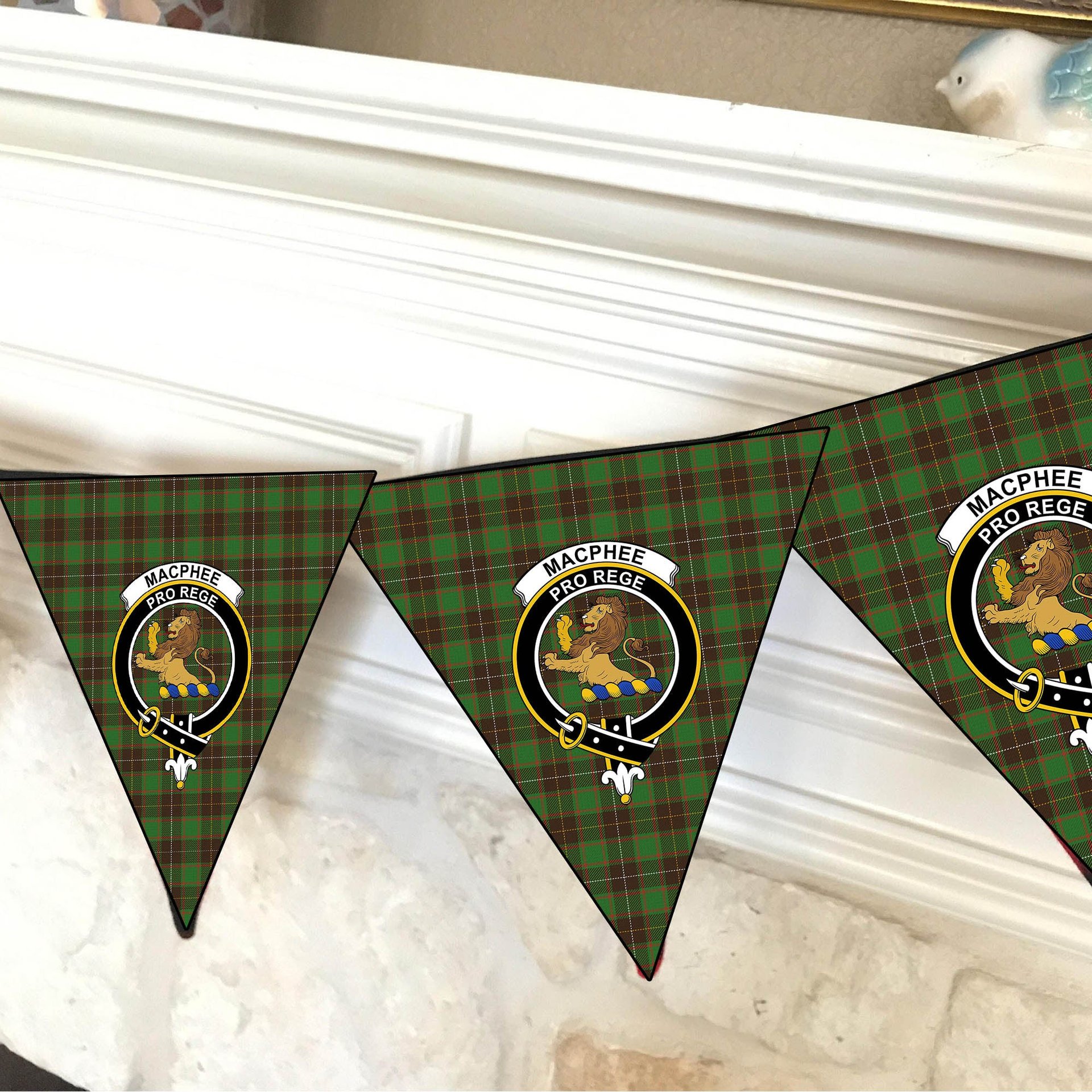 ScotsTee Shop Scottish MacPhee Hunting Ancient Crest Tartan Triangle Flags Tartan Bunting, Pennants (12pcs)