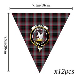 ScotsTee Shop Scottish Lindsay Hunting Modern Crest Tartan Triangle Flags Tartan Bunting, Pennants (12pcs)