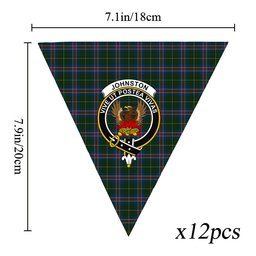 ScotsTee Shop Scottish Johnston Diana Dress Crest Tartan Triangle Flags Tartan Bunting, Pennants (12pcs)