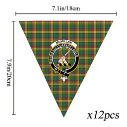 ScotsTee Shop Scottish McMillan Old Ancient Crest Tartan Triangle Flags Tartan Bunting, Pennants (12pcs)