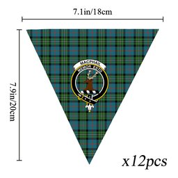 ScotsTee Shop Scottish MacPhail Hunting Ancient Crest Tartan Triangle Flags Tartan Bunting, Pennants (12pcs)