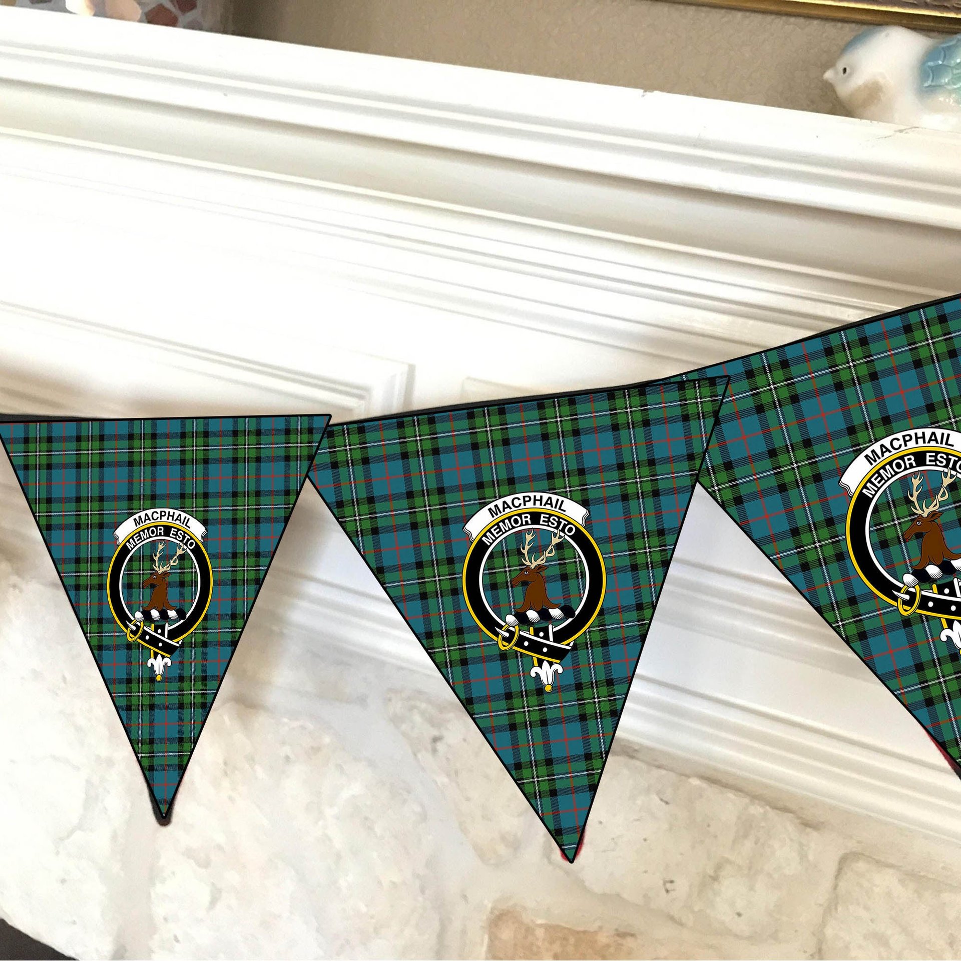 ScotsTee Shop Scottish MacPhail Hunting Ancient Crest Tartan Triangle Flags Tartan Bunting, Pennants (12pcs)