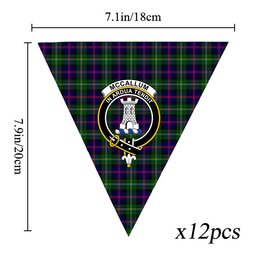 ScotsTee Shop Scottish McCallum #2 Crest Tartan Triangle Flags Tartan Bunting, Pennants (12pcs)