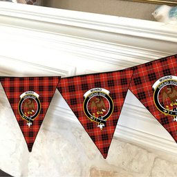 ScotsTee Shop Scottish Munro Black and Red Ancient Crest Tartan Triangle Flags Tartan Bunting, Pennants (12pcs)
