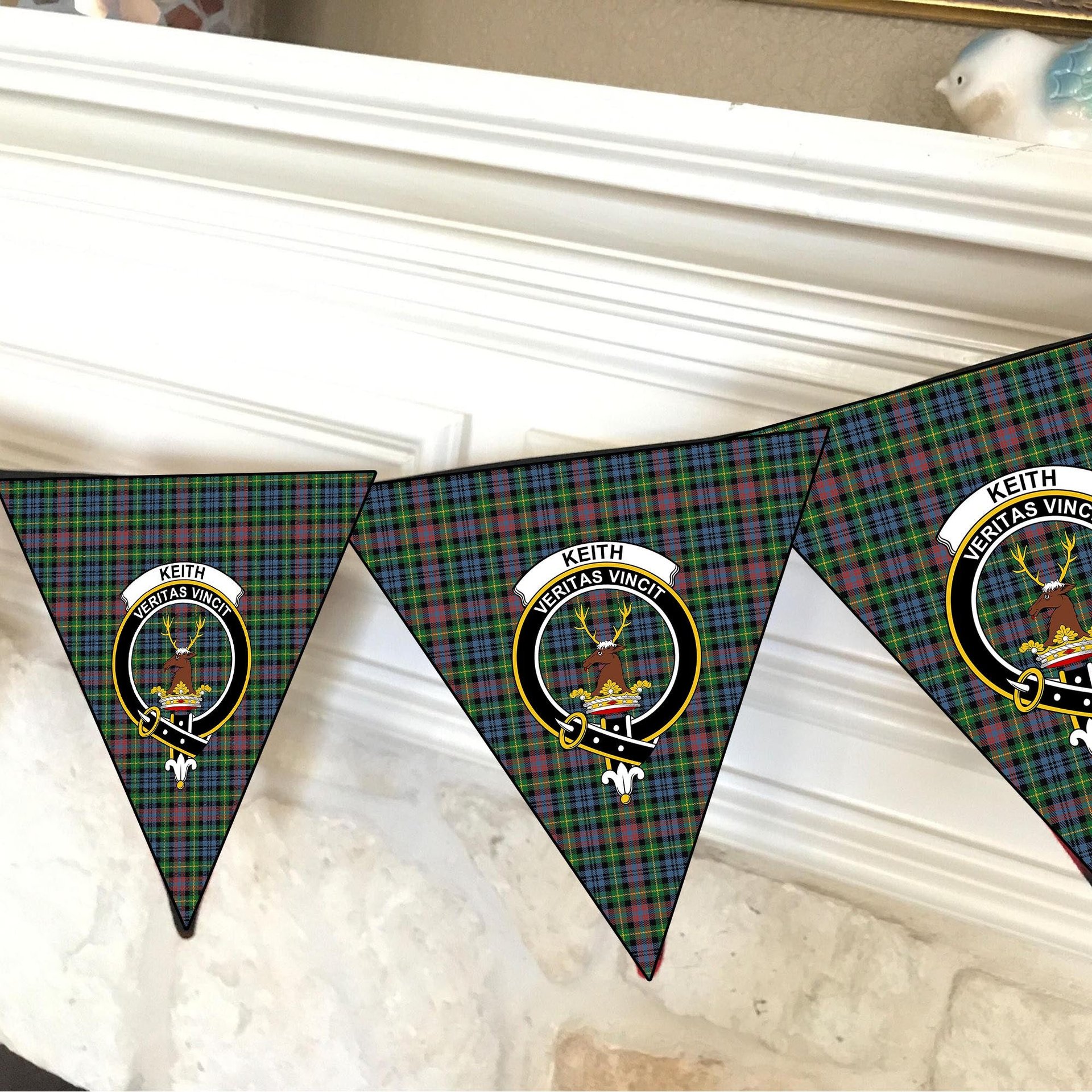 ScotsTee Shop Scottish Keith District Ancient Crest Tartan Triangle Flags Tartan Bunting, Pennants (12pcs)