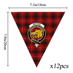 ScotsTee Shop Scottish McIver Modern Crest Tartan Triangle Flags Tartan Bunting, Pennants (12pcs)