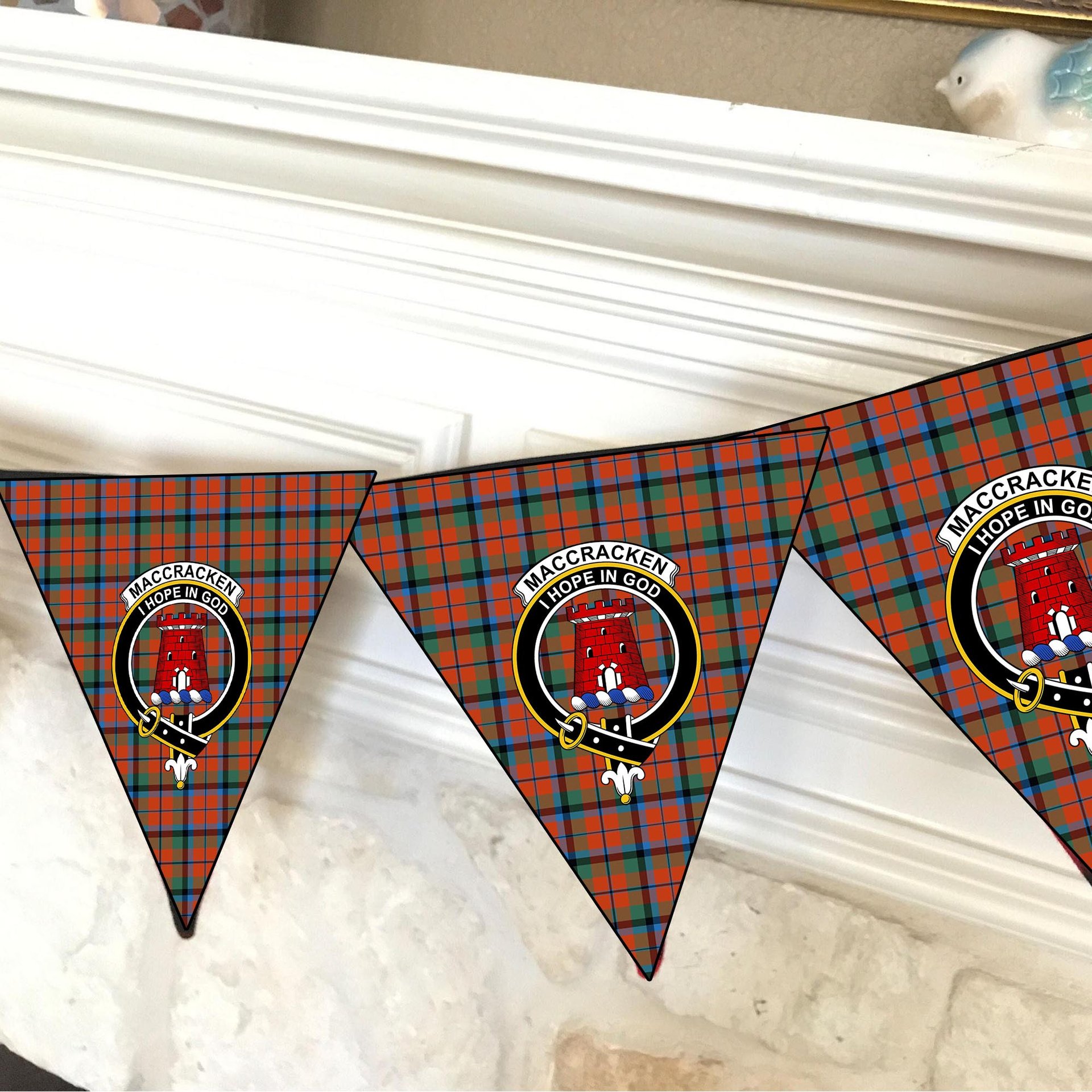ScotsTee Shop Scottish MacCracken Ancient Crest Tartan Triangle Flags Tartan Bunting, Pennants (12pcs)
