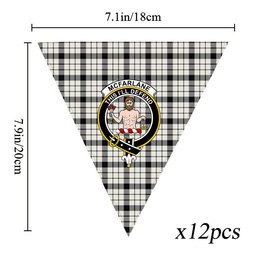 ScotsTee Shop Scottish McFarlane Black White Modern Crest Tartan Triangle Flags Tartan Bunting, Pennants (12pcs)