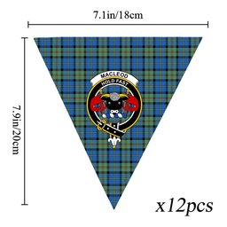 ScotsTee Shop Scottish MacLeod of Harris Ancient Crest Tartan Triangle Flags Tartan Bunting, Pennants (12pcs)