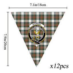 ScotsTee Shop Scottish Stewart Dress Ancient Crest Tartan Triangle Flags Tartan Bunting, Pennants (12pcs)
