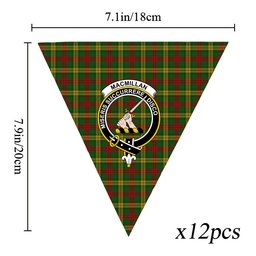 ScotsTee Shop Scottish MacMillan Society of Glasgow Crest Tartan Triangle Flags Tartan Bunting, Pennants (12pcs)