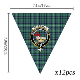ScotsTee Shop Scottish MacDonald of the Isles Hunting Ancient Crest Tartan Triangle Flags Tartan Bunting, Pennants (12pcs)