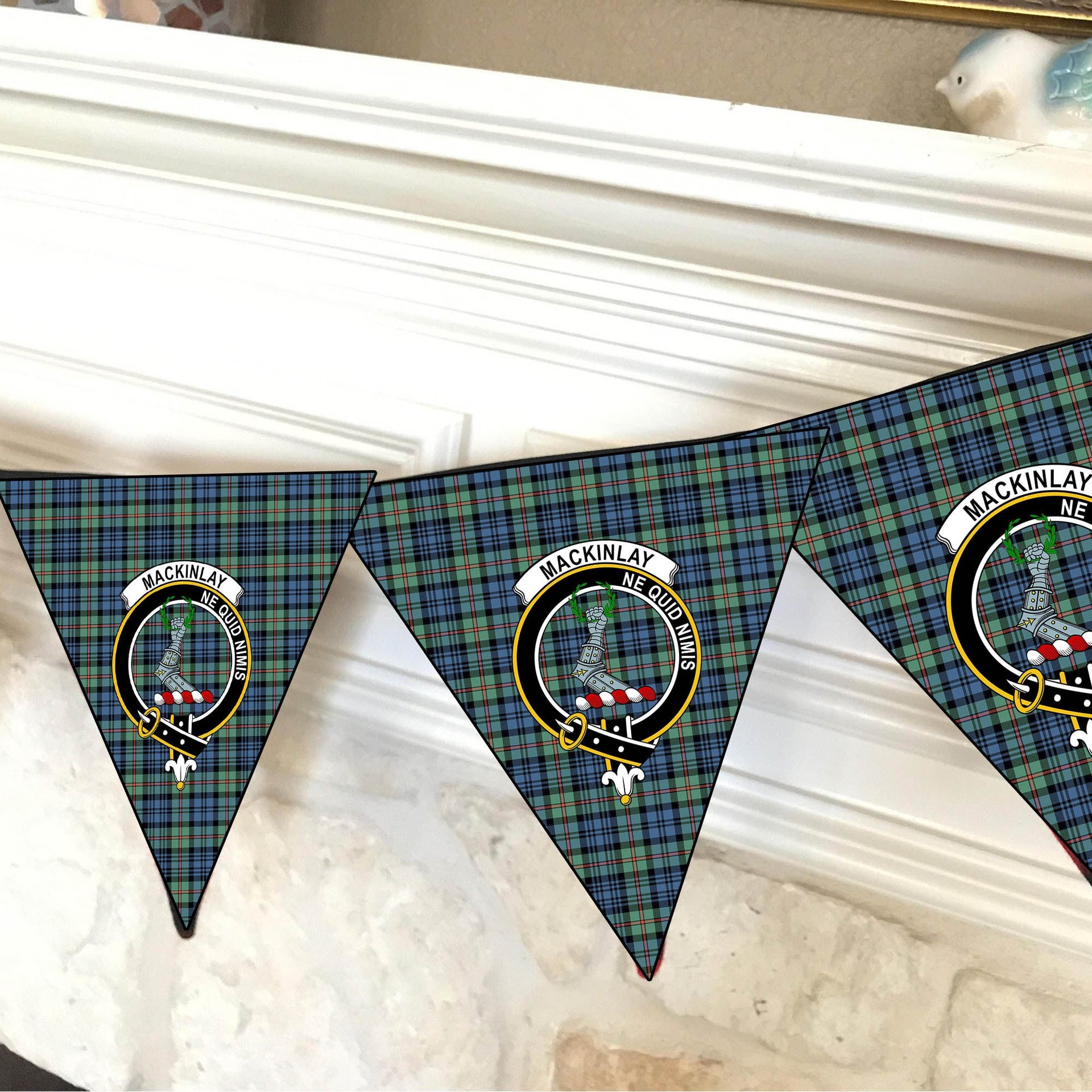 ScotsTee Shop Scottish MacKinlay Ancient Crest Tartan Triangle Flags Tartan Bunting, Pennants (12pcs)