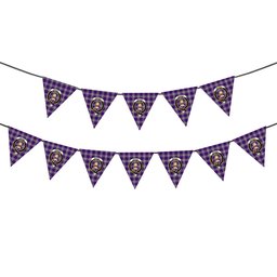 ScotsTee Shop Scottish Menzies Mauve and White Crest Tartan Triangle Flags Tartan Bunting, Pennants (12pcs)