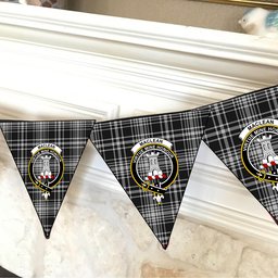 ScotsTee Shop Scottish MacLean Black and White Crest Tartan Triangle Flags Tartan Bunting, Pennants (12pcs)