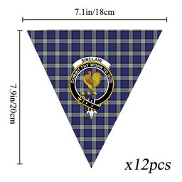 ScotsTee Shop Scottish Sinclair Dress Dance Crest Tartan Triangle Flags Tartan Bunting, Pennants (12pcs)