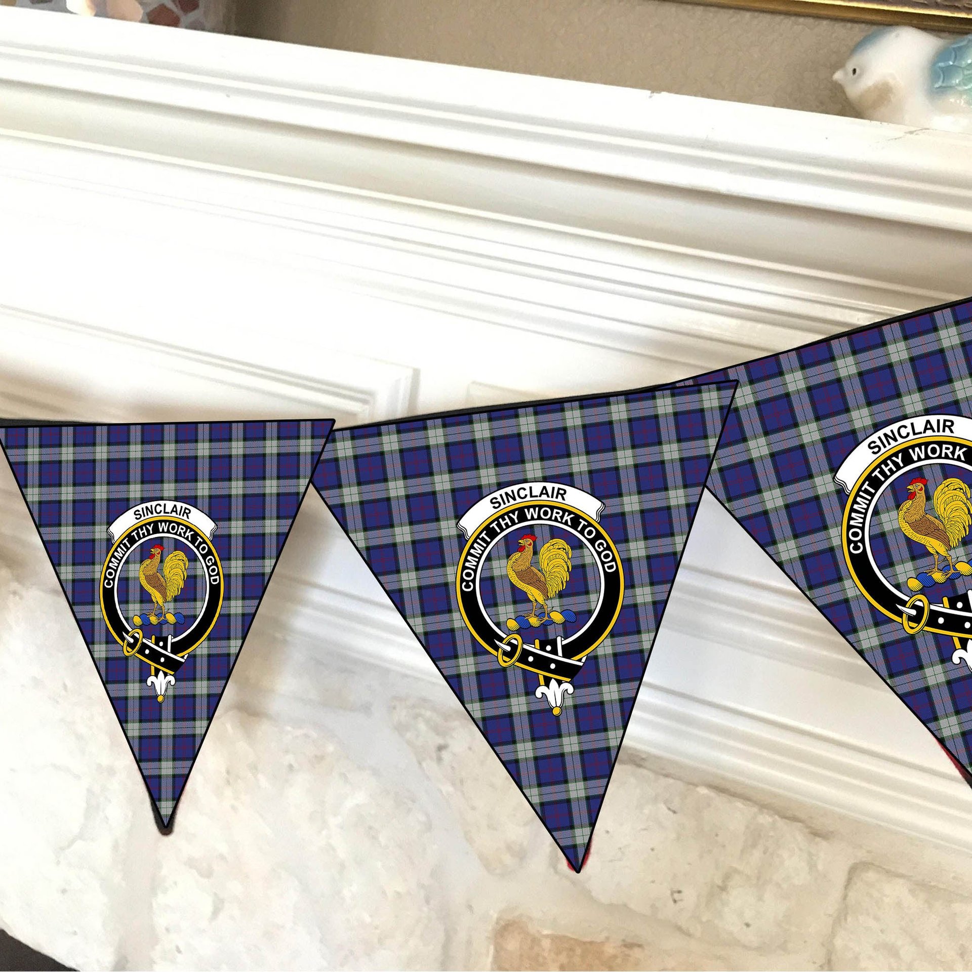ScotsTee Shop Scottish Sinclair Dress Dance Crest Tartan Triangle Flags Tartan Bunting, Pennants (12pcs)