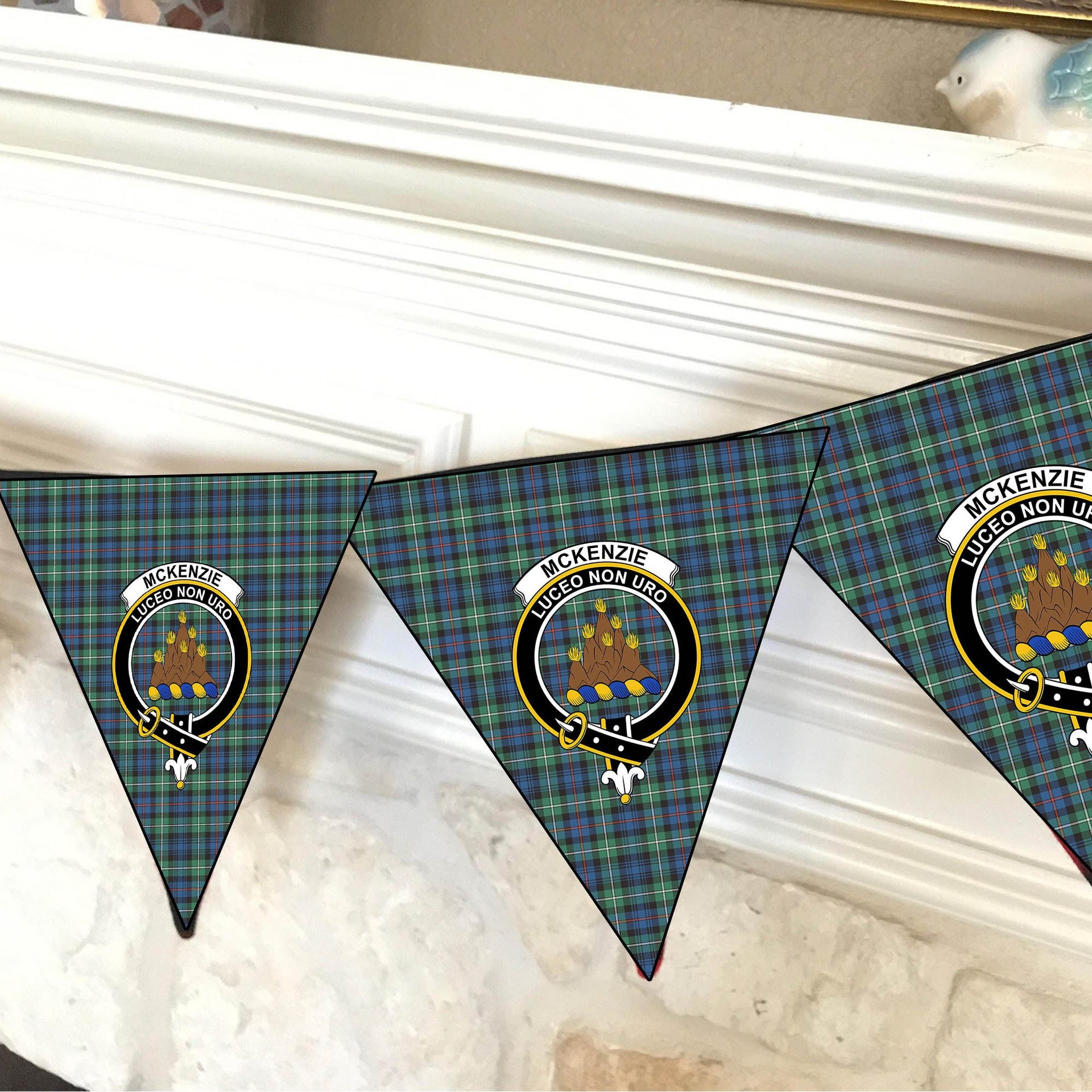 ScotsTee Shop Scottish McKenzie Ancient Crest Tartan Triangle Flags Tartan Bunting, Pennants (12pcs)