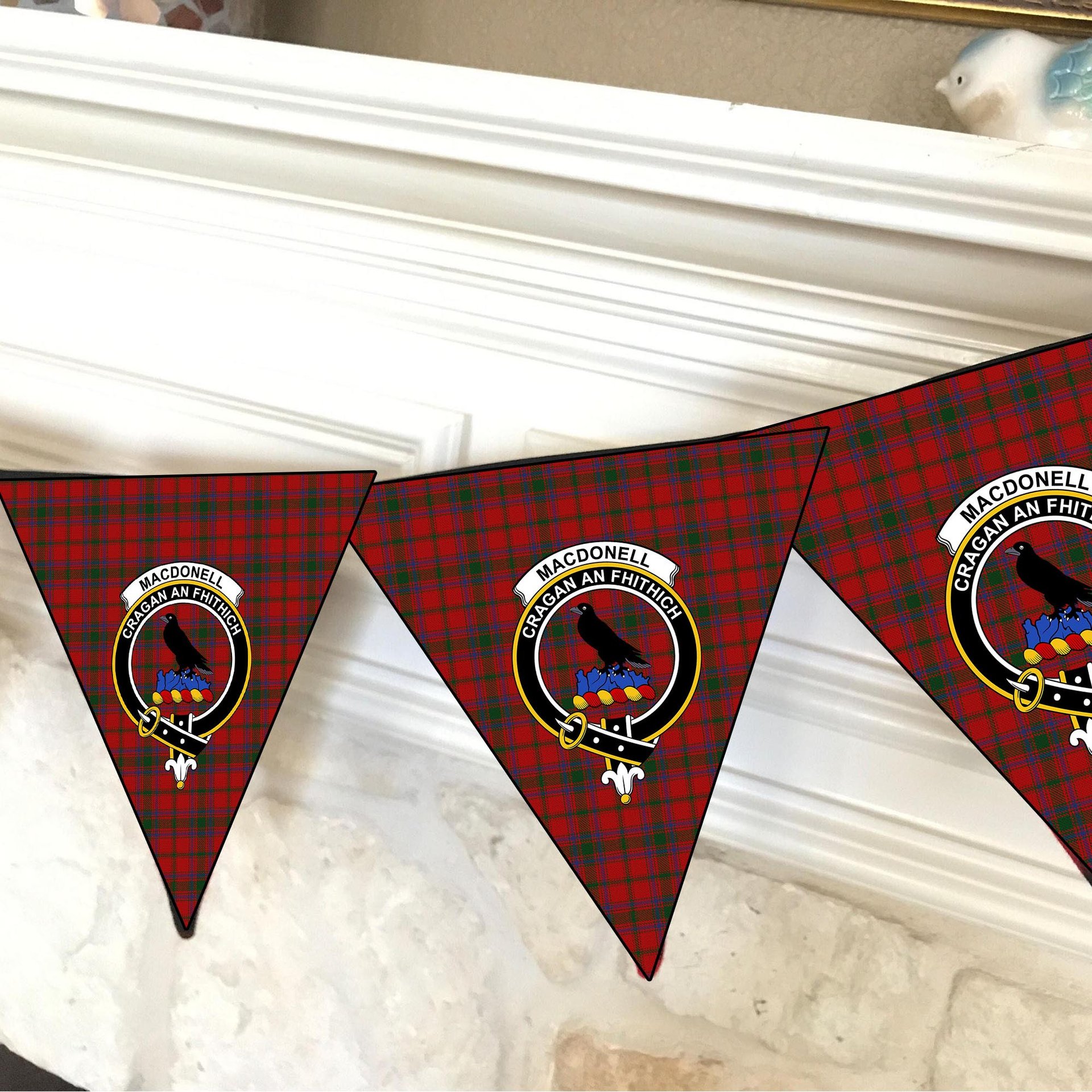 ScotsTee Shop Scottish MacDonell of Glengarry 4 Crest Tartan Triangle Flags Tartan Bunting, Pennants (12pcs)