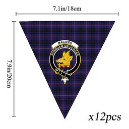 ScotsTee Shop Scottish MacIver of Strome Crest Tartan Triangle Flags Tartan Bunting, Pennants (12pcs)