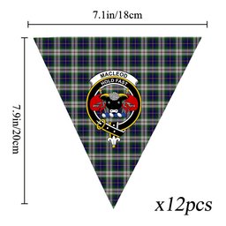 ScotsTee Shop Scottish MacLeod Of Californian Crest Tartan Triangle Flags Tartan Bunting, Pennants (12pcs)