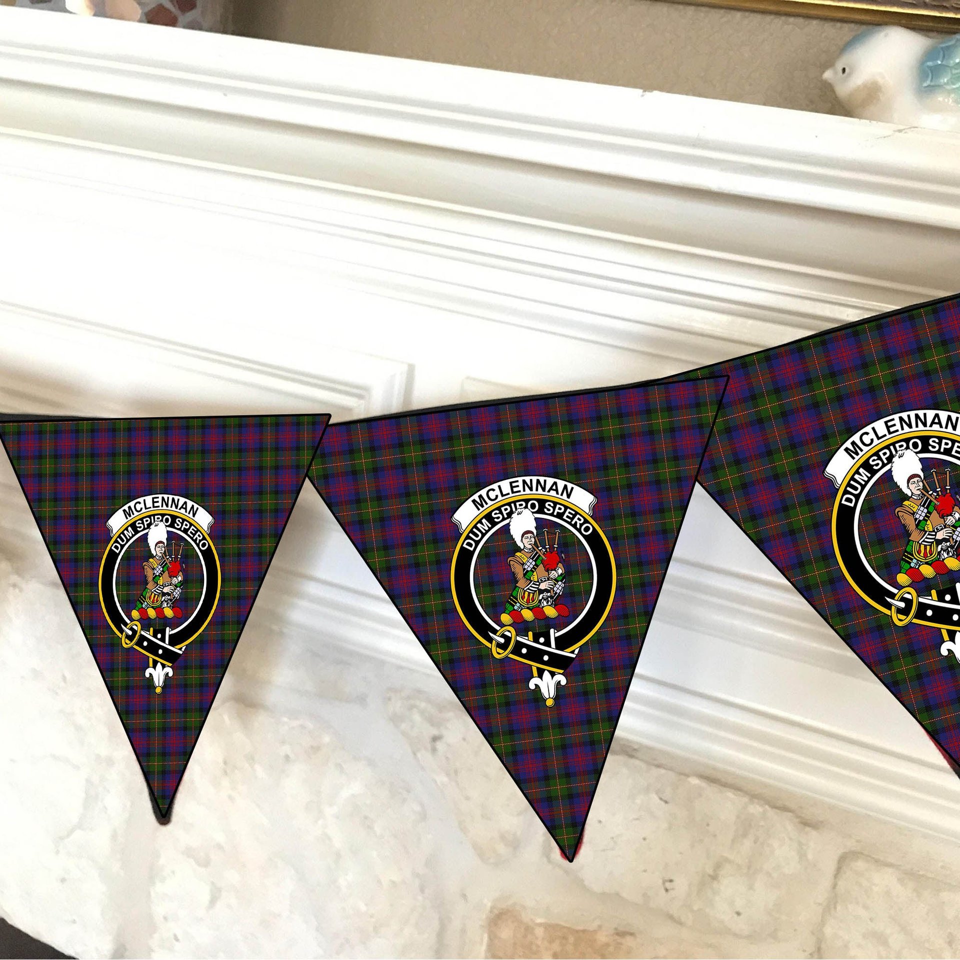 ScotsTee Shop Scottish McLennan Crest Tartan Triangle Flags Tartan Bunting, Pennants (12pcs)